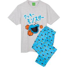 Polyester Pyjamases Children's Clothing Sesame Street Cookie Monster Pyjama Set - Blue