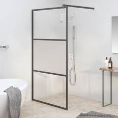 Parois de Douche vidaXL Paroi De Douche 100x195 cm Verre ESG Demi-dépoli Noir