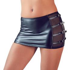 Siliconen Lingerie & Kostuums Cottelli Collection Wetlook Mini Rok Met Riempjes Zwart Transparant