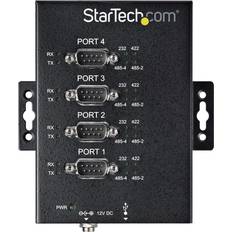 StarTech USB to RS232/RS485/RS422 4 Port Serial Hub Adapter - Industrial Metal 2.0 Serial Converter Din Rail Mountable seriel