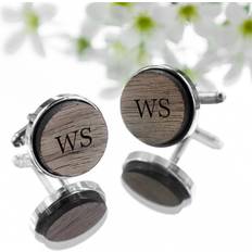 Treat Republic Personalised Engraved Round Walnut Cufflinks