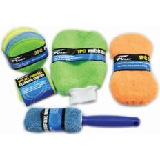 Car cleaning kit The Home Fusion Company 9 Microfibre Car Cleaning Kit Cloths Pads Glove Sponge Wheel Brush