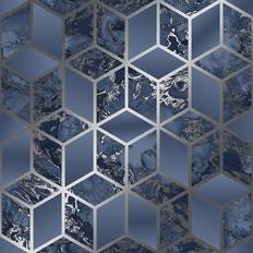 Muriva Blue Wallpapers Muriva Elixir Cube Marble (166512)