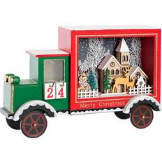Dkd Home Decor Adventskalender Lastbil LED Lys Træ MDF (31 x 9 x 20 cm)