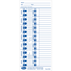 Lathem time clock Lathem Time Cards for 1500E Time Clock, 100/Pack (E100) Quill