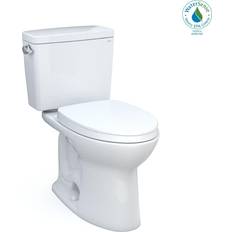 Toilets Toto Drake 2-Piece 1.28 GPF Single Flush Elongated Standard Height Toilet in Cotton White, SoftClose Seat Included