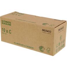 C batteri Deltaco Ultimate Alkaline C-batteri, Svanenmärkt, 10-pack (Bulk)