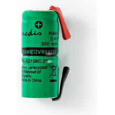 Nimh 2.4v Nedis Laddningsbara Ni-MH batteripaket 2.4 V DC Uppladdningsbara 300 mAh Förladdad 1-Polybag N/A Lödflikar Grön