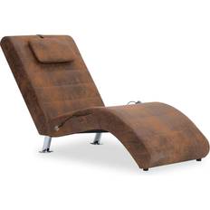 Chaise longue vidaXL Massage chaise longue met kussen kunstsuède bruin Bruin