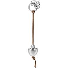 Heart Keyring - Silver/Brown