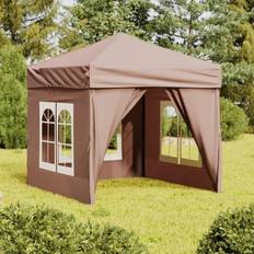 vidaXL Carpa De Fiesta Plegable Con Paredes Laterales Gris Taupe 2 x 2 m