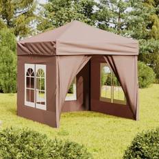 Paviljong 2x2 vidaXL Hopfällbart partytält sidoväggar taupe 2x2