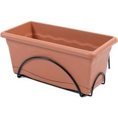 Barato Macetas Exteriores Jardinera Con Plato 60 x 24 cm Integrado + Soporte Metalico