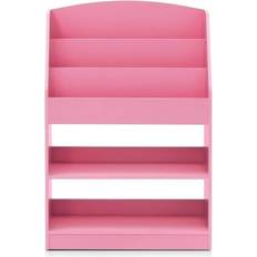 Furinno KidKanac 37.01 in. Pink Faux Wood 5-shelf Etagere Bookcase with