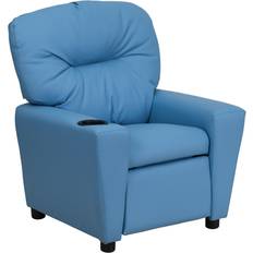 Blue Sitting Furniture Flash Furniture Contemporary Kid's Recliner with Cup Holder