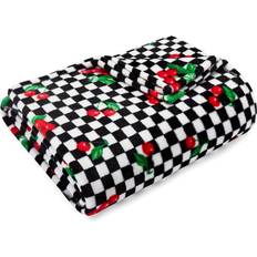 Betsey Johnson Cherry Checker Bright Red Ultra Soft Plush Blankets Black, Red, Purple (152.4x127)