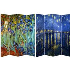 Multicolored Room Dividers Oriental Furniture Van Goghs Irises and Starry Night Room Divider 64x71"