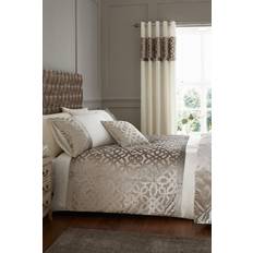 Catherine Lansfield Lattice Cut Velvet Duvet Cover Natural, Brown, Beige, White