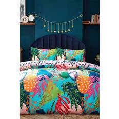 Orange Påslakan Furn Coralina Tropical Reversible Påslakan Orange, Multifärgad