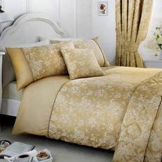 Serene Jasmine Floral Weave Rich Duvet Cover Gold, Beige