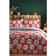 Red Bed Linen Furn Twelve Days of Christmas Festive Reversible Duvet Cover Red