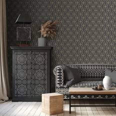 Behangen Dutch Wallcoverings Wallstitch/Bs1 Hexagonal Black Zwart