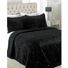 Monochrome Bedspreads Riva Home Paoletti New Diamante Bedspread Black (240x220cm)