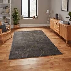 Think Rugs Craft 23486 Dark Grey Gold Abstract Gold, Grey