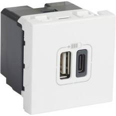Legrand Mosaic USB lader Type A C 3.0A 15W 2M hvid