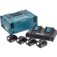 3 verpakking Batterijen en Opladers Makita Accessoires Power-Source-Kit 199480-6 2x Accu BL1860B 18V 6,0Ah met accu indicator Oplader DC18RC 199480-6