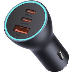 Biloplader 65w Baseus Golden Contactor Pro USB-A Car Charger 2 x USB-C 65W Dark Gray (CGJP010013)