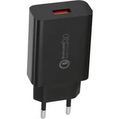 SiGN Oplader Batterier & Opladere SiGN USB-A QC 3.0, 18W, 3A vægoplader Sort