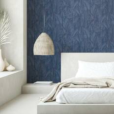 Wallpapers RoomMates RMK12104WP Navy Blue Swaying Fronds Peel and Stick Wallpaper