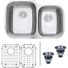 Kitchen Sinks Ruvati 32 in. 60/40 Undermount 16-Gauge Double Bowl