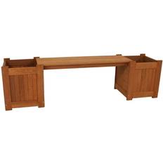 Sunnydaze Decor 68 in. Meranti Wood Outdoor Planter Box Bench Oil