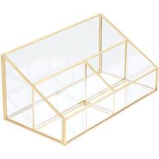 Premier Housewares 3-Compartment Cosmetics Organiser - Gold / Clear