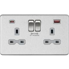 2 USB-uttag Vägguttag Knightsbridge 13A 2G DP Switched Socket with Dual USB Charger A+ C