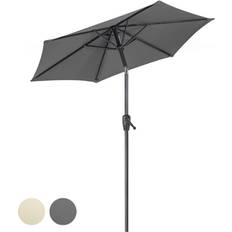 Christow Grey Garden Parasol 2m Tilting Sun Umbrella