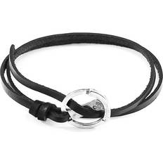 Ancre Bracelets Coal Ketch Anchor and Flat Leather Bracelet