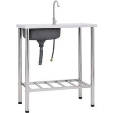 vidaXL 30.3 Inch Stainless Steel Free Standing Outdoor Sink