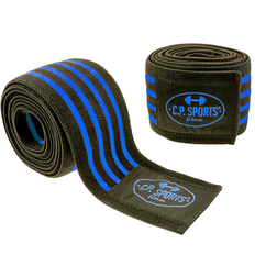 Sininen Rannekkeet C.P. Sports Knee Wraps, black/blue, 2 m