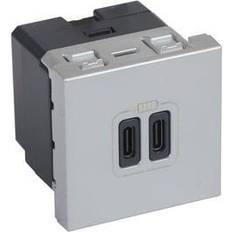 Legrand Mosaic Usb Lader 2 X Type C 3.0a 15w 2m Alu