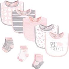 Hudson Baby Unisex Katoenen Slabbetje en Sokjesset Roze Olifant One Size