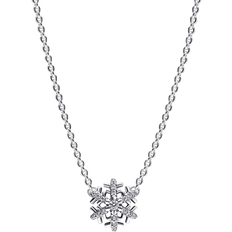 Femme Colliers Pandora Sparkling Snowflake Pendant Necklace - Silver/Transparent