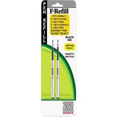 Silver Pen Accessories Zebra Refill for F-301, F-301 Ultra, F-402, 301A, Spiral Ballpoint, Med, Black, 2/Pack