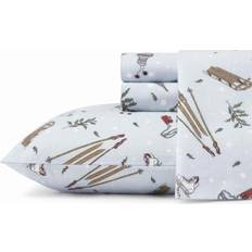 Eddie Bauer Cold Weather Days Flannel Bed Sheet White, Multicolour, Blue