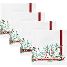 Red Cloth Napkins Elrene Home Fashions Winter Holiday Berry Cloth Napkin Green, Red