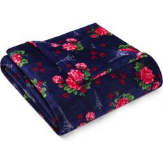 Betsey Johnson French Floral Passport Blue King Blanket Blankets Blue, Red, Pink