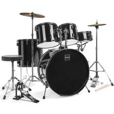 Drum Kits Best Choice Products 5-Piece Beginner Drum Set w/ Snare Bass Toms Cymbal Hi-Hat Sticks Chair Drum Pedal Black