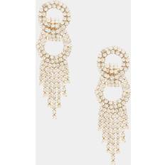 Ettika Gatsby Fringe Drop Statement Earrings in 18K Plate Ivory/Gold